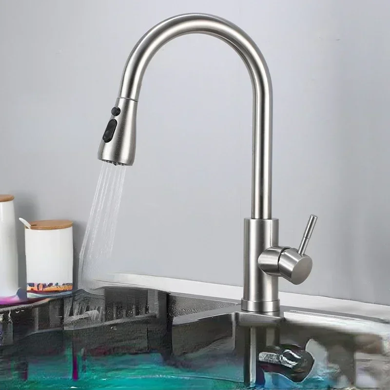Commercial Kitchen Mixer Tap - Grifo de cocina de níquel cepillado
