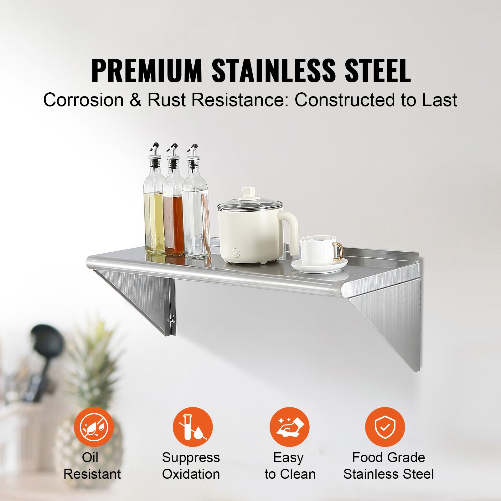 Wall Shelf Commercial Kitchen - Estante de acero inoxidable de 12