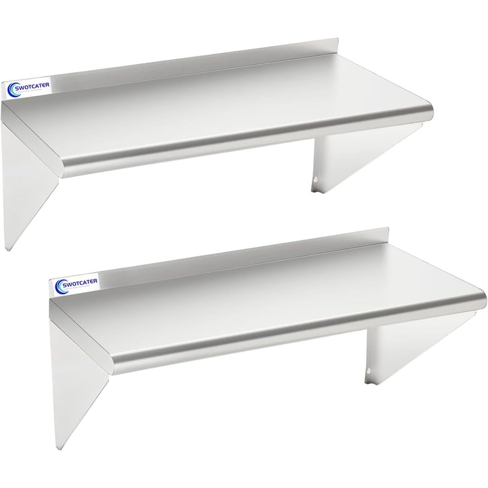 Wall Shelf Commercial Kitchen - Paquete de 2 Estantes de Acero