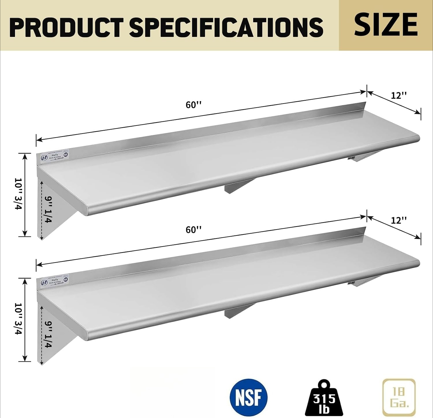 Paquete de 2 estantes de acero - Wall Shelf Commercial Kitchen reseña y precio