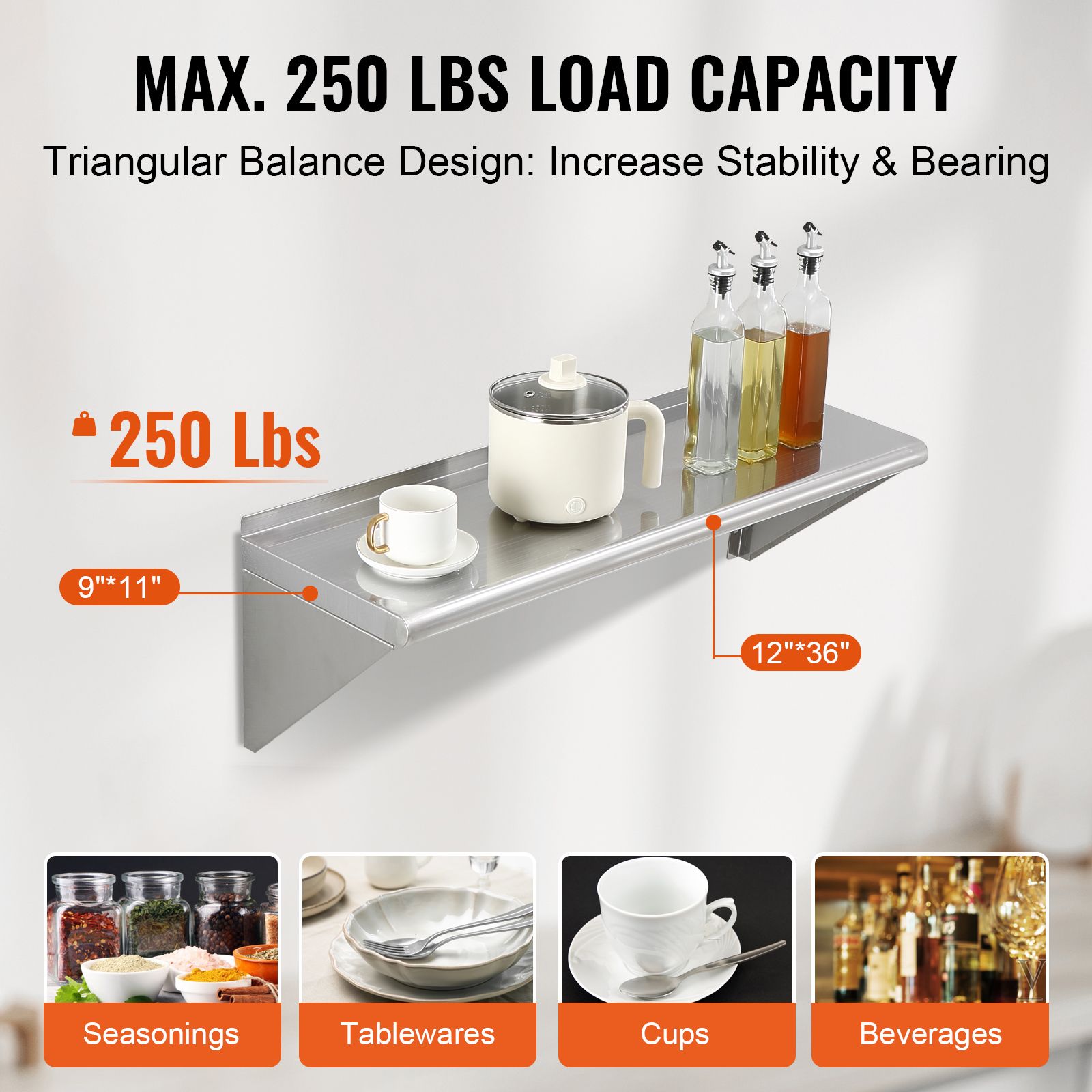Estante de acero inoxidable de - Wall Shelf Commercial Kitchen reseña y precio