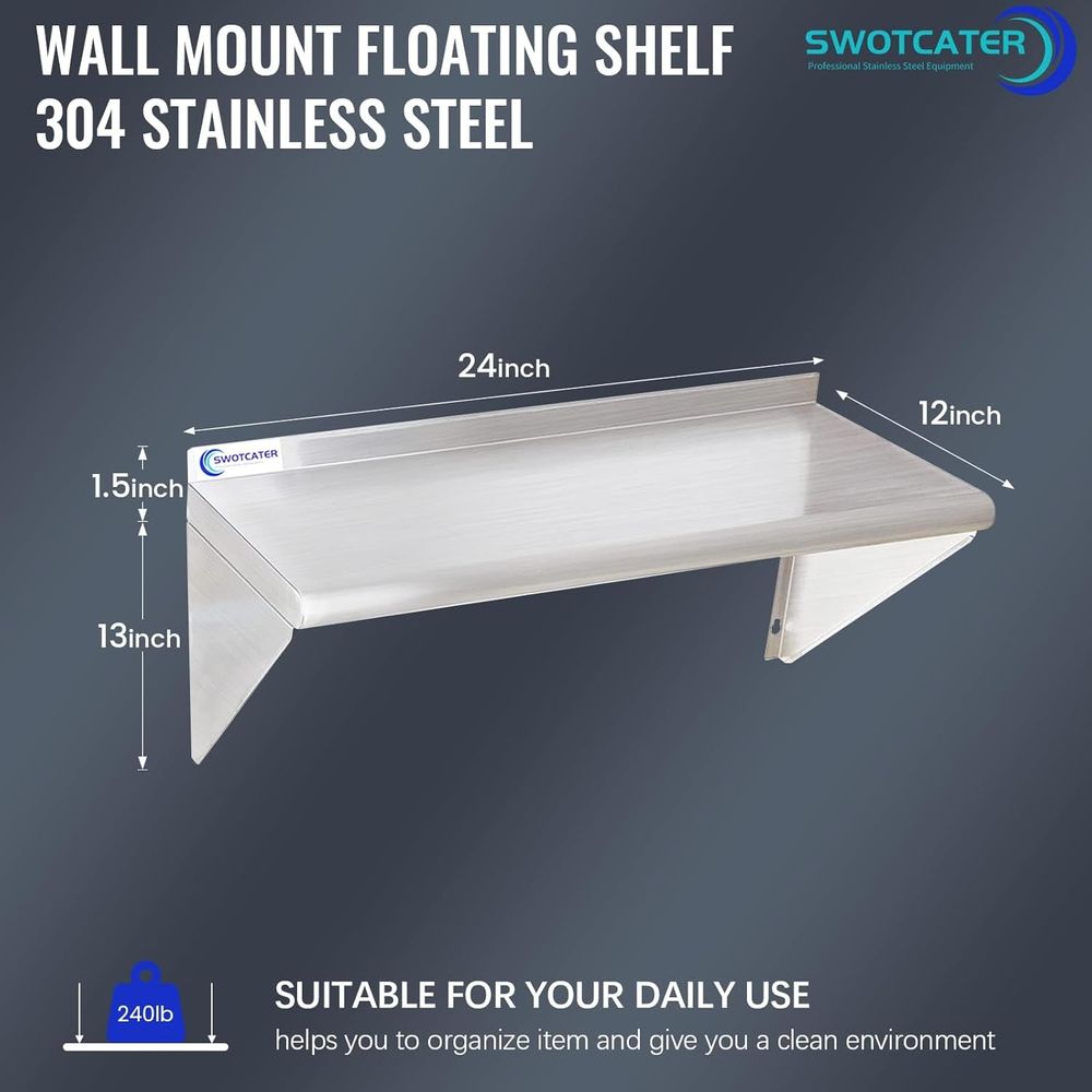 Paquete de 2 Estantes de Acero - Wall Shelf Commercial Kitchen reseña y precio